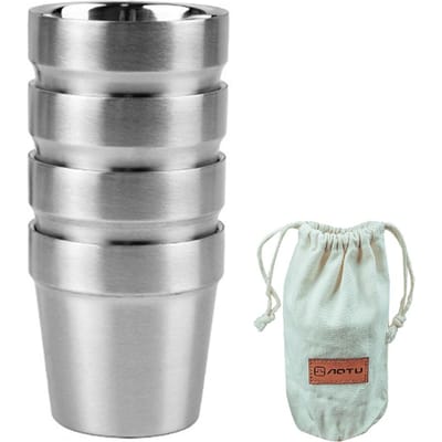 Tasses d'extérieur en acier inoxydable, portables, résistantes aux hautes températures, pour Camping, pique-nique, voyage argenté