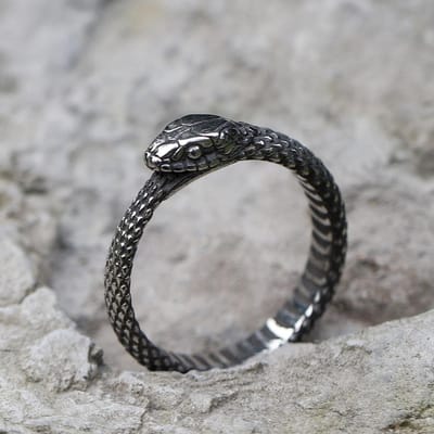 NIEUWE Heren 316L roestvrijstalen ringen Viking Slangenkop dier Amulet RING voor tieners mode Sieraden Cadeaus 8 gray