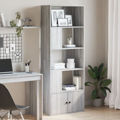 vidaXL - Boekenkast - 70x36x189 - cm - bewerkt - hout - grijs - sonoma - eikenkleurig
