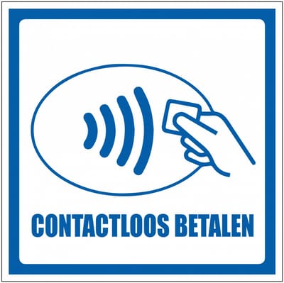 Contactloos betalen bord, kunststof 150 x 150 mm