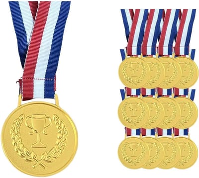 Gouden medailles - Award trofeeën - Wedstrijden winnen - Set van 12 - 42 cm lint - Goud