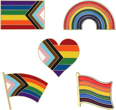 5 stuks, regenboogpennenset, gay pin metaal, regenboogspeld Lgbtq, Pride-broche, vlag, speldjes voor kleding en blazer, Small, Metaal, Pyroopgranaat