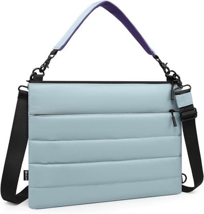 Laptop Tas voor 13.3-14 Inch MacBook Pro/Air en Diverse Notebooks - Dubbelschoudertas voor Vrouwen, Ideaal voor Dagelijks Gebruik en Werk, Ash Blue