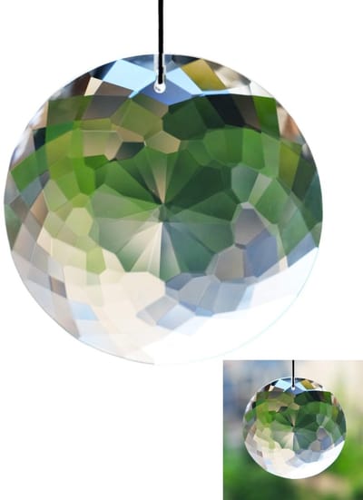 Zeynomax - Bauhinia Gefacetteerd Glas Hanger - Prisma's - Lichtreflector - Rond 76 mm - Dromenvanger - Perfect voor Grote Ramen