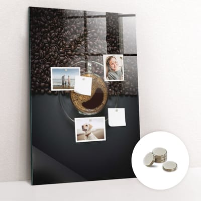 Tulup Glassboards - Koffie Magneetbord - 60 cm x 90 cm - Zwart Foto Magneetbord - Gratis 5 Sterke Magneten - Interieur Accessoires Kantoor - Memobord Glas - Magnetisch Bord Kind - Inspiratiebord Kantoor - Memo Bord