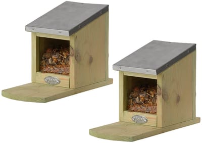Best of Birds Eekhoorn Voederhuis - 2x - hout - 23 x 12 x 17 cm - eekhoorns voederen
