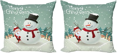 New Bed Kerstmis Kerst Winterthema Decoratieve Sierkussenhoes Set van 4 voor Bank Slaapkamer Woonkamer, 41cm x 41cm Gedrukte Kussenhoes