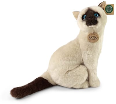 Rappa ECO knuffel Siamese kat 30 cm - realistische knuffel van recyclede PET flessen - bruin