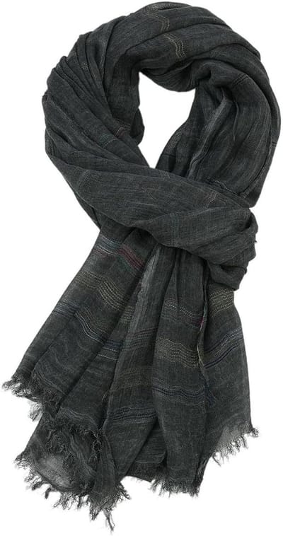 Sjaal - Wintersjaal - sjaal Heren - Gestreepte sjaal - Lange sjaal - Franjesjaal - Winterwarmte - Zachte en comfortabele sjaal - 190*90cm - Zwart