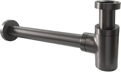 Sanifun Design bekersifon Alco Gunmetal - 5/4 inch x 32 mm - Messing - Inclusief muurbuis en zwarte rozet
