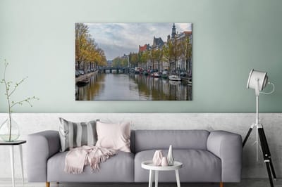 Canvas schilderij 180x120 cm - Wanddecoratie Alledaagse foto van de Prinsengracht van Amsterdam - Muurdecoratie woonkamer - Slaapkamer decoratie - Kamer accessoires - Schilderijen