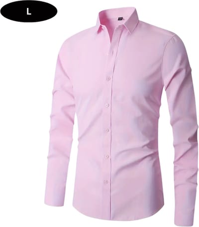 Bovista Overhemd Heren - Volwassenen - Lange Mouwen - Strijkvrij - Lange Mouw - Roze - Maat L