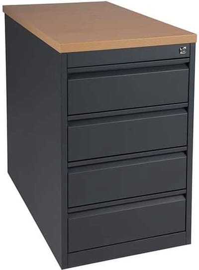 Praktische standcontainer 3 lades diep 60CM kleur Antraciet (Ral 7016) topblad Kersen