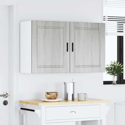 vidaXL - Keukenbovenkasten - 2 - st - Porto - bewerkt - hout - grijs - sonoma - eiken