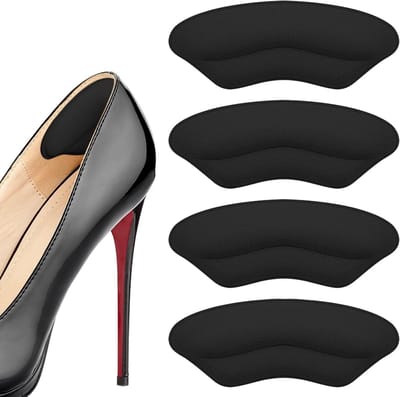 Daity 2 paar zwarte hielkussentjes - antislip kussentjes voor losse heren- en damesschoenen | Voorkom blaren - verbeter de pasvorm en het comfort | Grote schoenvulling