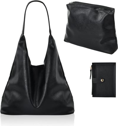 Dailygoods - Dokeno Grote handtas voor dames, zacht leer, tote bag, shopper, tas, schoudertas, hobo bag, schoudertas, effen tas, buideltas, draagtas, schoudertas met kleine portemonnee voor dagelijks gebruik