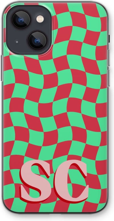 Gepersonaliseerd - Case Company® - Hoesje geschikt voor iPhone 13 mini hoesje - Grid Monogram - Soft Cover Telefoonhoesje - Bescherming aan alle Kanten en Schermrand