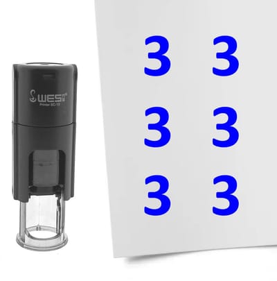 CombiCraft Stempel Getal 3 10mm rond blauwe inkt - per 1 stuk