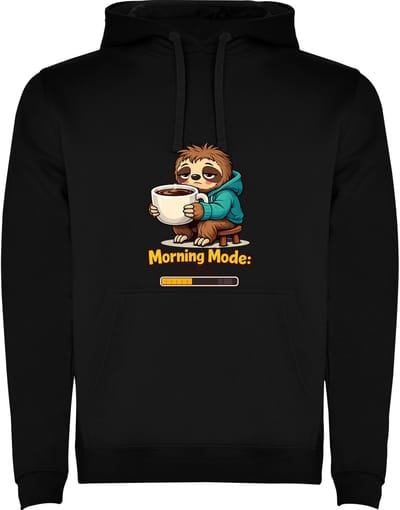 Zwarte hoodie Morning Mode Loading - Ochtend Modus aan het laden - Luiaard - Koffie - Humor Maat M