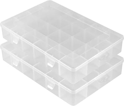 24 Grids Organizer Box met Verwijderbare Scheidingswanden voor Sieraden, Kralen en Kleine Handwerken, Duidelijke Opbergdoos 33.5 x 22.4 x