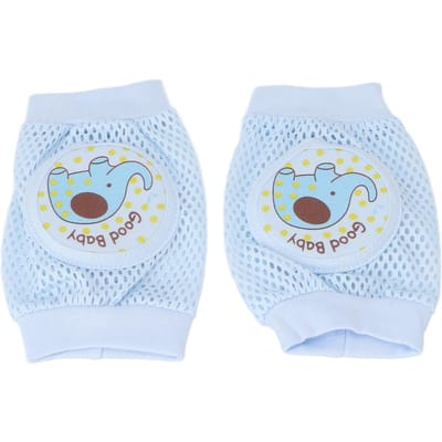 Genouillères pour bébé Motif éléphant bleu Bébés Rampants Tout-petits Anti-chute Anti-choc Coudières white