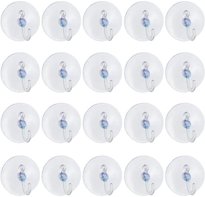 Dailygoods- Zuignappen 20 stuks - Antislip Haak - Decoratie voor Raam - Voor Glas en Tegels - 50 mm Diameter - Tot 10 mm Dikte Touw - Zuighaken