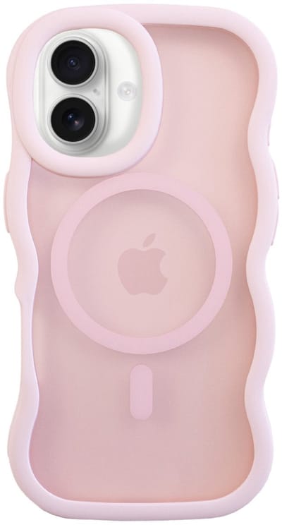 xoxo Wildhearts magnetisch hoesje geschikt voor iPhone 17 MagSafe - Matte Wavy Case (roze) - Backcover hoesje - Optimale bescherming - Telefoonhoesje met golven - Gebogen design - Roze