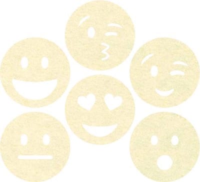 Smileys vilt onderzetters - Creme - 6 stuks - ø 9,5 cm - Tafeldecoratie - Glas onderzetter - Cadeau - Woondecoratie - Tafelbescherming - Onderzetters voor glazen - Keukenbenodigdheden - Woonaccessoires - Tafelaccessoires