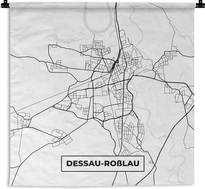 Wandkleed - Wanddoek - Dessau-Roßlau - Kaart - Stadskaart - Plattegrond - 180x180 cm - Wandtapijt