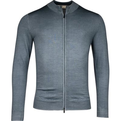 Thomas Maine Vest Cardigan Zip Single Knit Dye Wash Grijsblauw / male