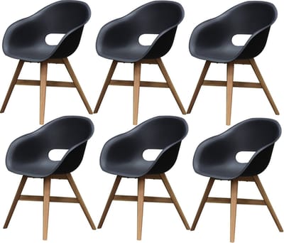 set van 6 Karlstad dining kuipstoel kunststof zwart