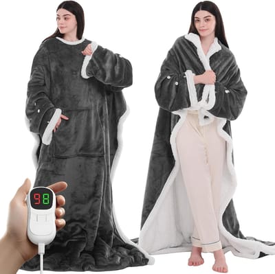 Verwarmde Deken - Draagbare Elektrische - Warmte en Comfort - 10 Warmtestanden - 127 x 178 cm - Grijs