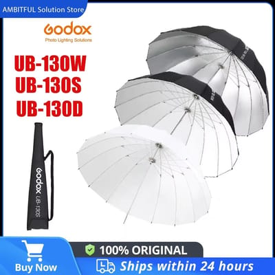 Godox UB-130S UB-130D 130cm Parabolische Zwarte Reflecterende Studio Paraplu met Zwart Zilveren Diffuser Cover Doek