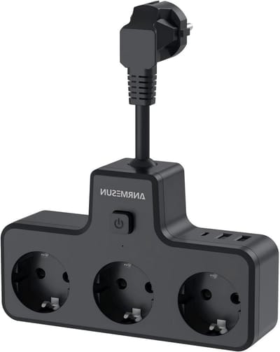 Stekkerdoos met USB - Meervoudig stopcontact Kubus stekkerdoos - Apparaten opladen - 4 USB-poorten - 3 stopcontacten - Zwart