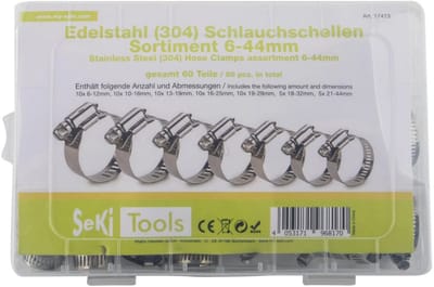 Seki Assortiment slangklemmen 6 - 44 mm 60 stuks