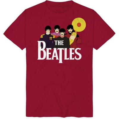 Beatles Yellow Submarine Band Heren T-shirt - rood - S
