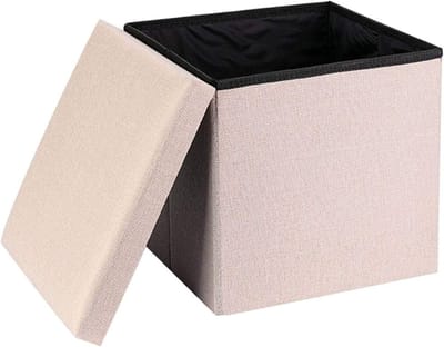 Voetenkruk Opbergruimte - Voetsteun Poef - Voeten Rusten - Opklapbaar Met Deksel - 30x30x30cm - F