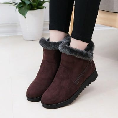 Bottes d'hiver pour femmes Mode Chaudes en Peluche Bottes de Neige Pour Chaussures d'Hiver Femme Décontractées Bottines Femme Fermeture Éclair Antidérapantes 38 marron