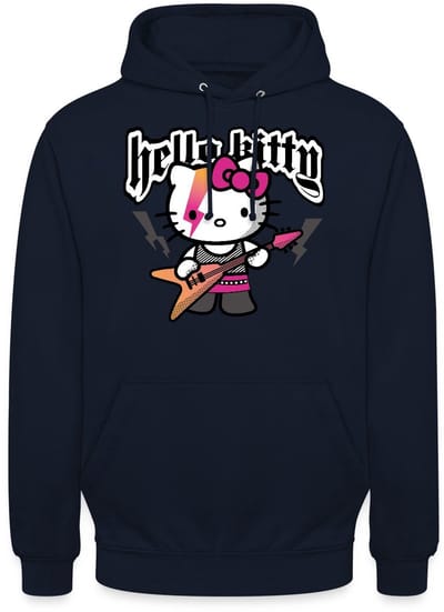 Hello Kitty In Een Rockoutfit Speelt E-gitaar Hoodie Unisex