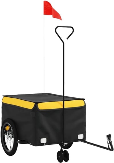 Fietskar - Bicycle Trailer - Goederen Vervoeren - Stevig IJzeren Frame - 124 x 62.5 x 52 cm - Zwart Geel