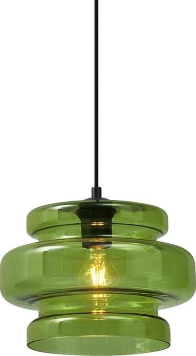 QAZQA denise - Retro Hanglamp - 1 lichts - Ø 28 cm - Groen - Woonkamer | Slaapkamer | Keuken