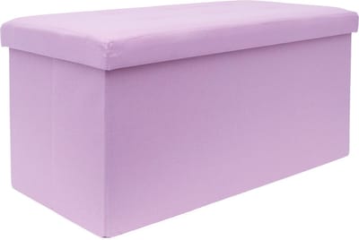 Intirilife Opvouwbare bank 76x38x38 cm in LOTUS ROSA - Zitkubus met opbergruimte en deksel van stof met holtes - Zitkubus voetensteun opbergkist zitkruk