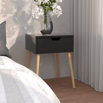 vidaXL - Nachtkastje - 40x40x56 - cm - bewerkt - hout - hoogglans - zwart
