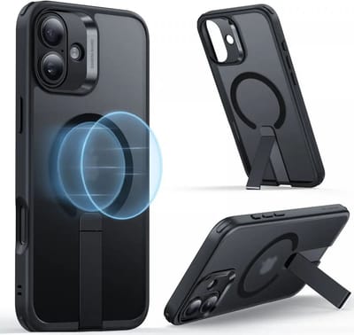 ESR Hoesje Geschikt voor Apple iPhone 16 - Compatibel met MagSafe - Boost Flickstand HaloLock - Back Cover met Standaard - Militaire Bescherming - Frosted Zwart