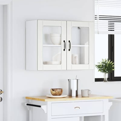 vidaXL - Keukenbovenkast - met - glazen - deur - Lucca - bewerkt - hout - wit