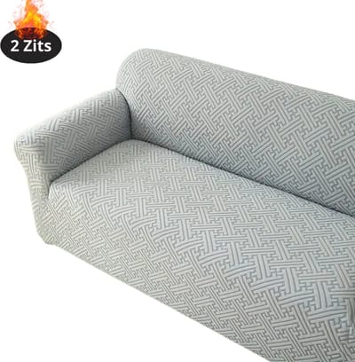 Livano Bankhoes - Bankbeschermer - Stretch - Sofa Cover - Effen - Lichtgrijs - 2 Zits