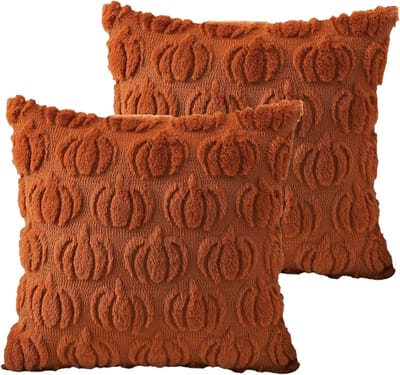 Herbruikbare pompoen kussenslopen 45 x 45 cm voor Halloween, Thanksgiving en herfstdecoratie in rustrood