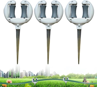 Slanggeleider – Slanggeleider tuinslang - Tuinslanggeleider - 3 Stuks – Gladde Wieltjes – Anti-knik – met grondpen – Geschikt voor Tuinslang, Hogedrukreiniger – 27x12x3 cm – Wit