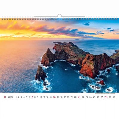 C131-27 Wandkalender met oceaan- en zeezicht A3+ 2027