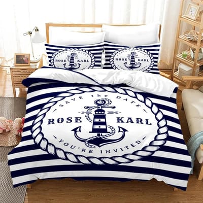 Marine Anker Patroon Dekbedovertrek Set Mode Beddengoed Set Ultra Zachte Dekbedovertrek en Kussenslopen voor Kinderen Tieners Jongens Slaapkamer 70x133cm 2pcs